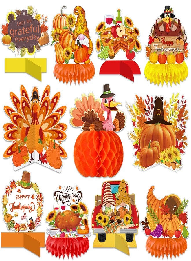 Bolake 11 Pack Thanksgiving Honeycomb Centerpiece Fall Party Decorations Supplies 3D Autumn Fall Thanksgiving Centerpieces for Tables Happy Friendsgiving Thanksgiving Party Decorations Supplies - Image 1